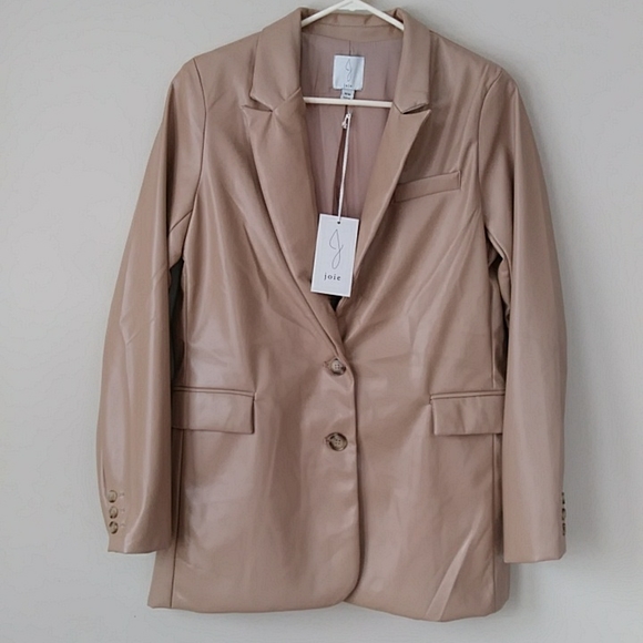 Joie Jackets & Blazers - Joie NEW Faux Leather Two Button Tan Jacket Medium